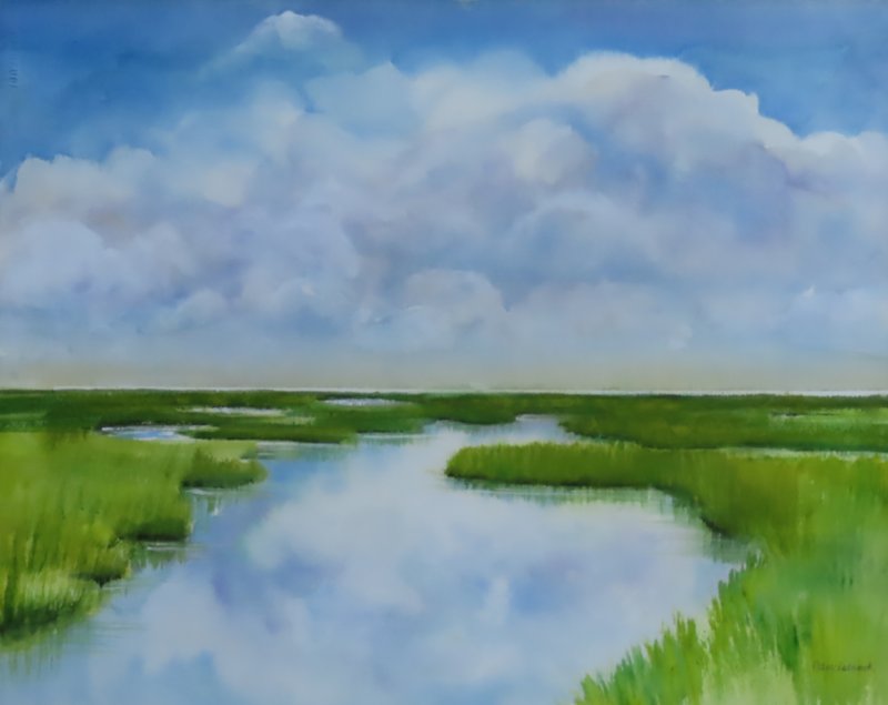 “Bayside Assateague,” watercolor by Cheryl Wisbrock.